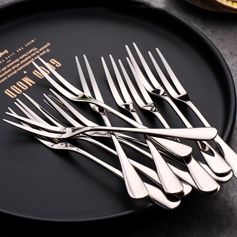 10pcs Stainless Steel Dessert Forks, Fruit Tasting Forks, Nut Picks, Small Size Dinner Forks For Salad, Multipurpose Cutlery Set, Kitchen Supplies