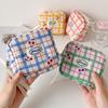 Bolsa de Cosméticos de Cuadros Grandes Coreana Bolsa de Higiene Femenina de Cereza Pequeña de Alto Valor Bolsa de Almacenamiento Mini Portátil Bolsa para Auriculares Bluetooth