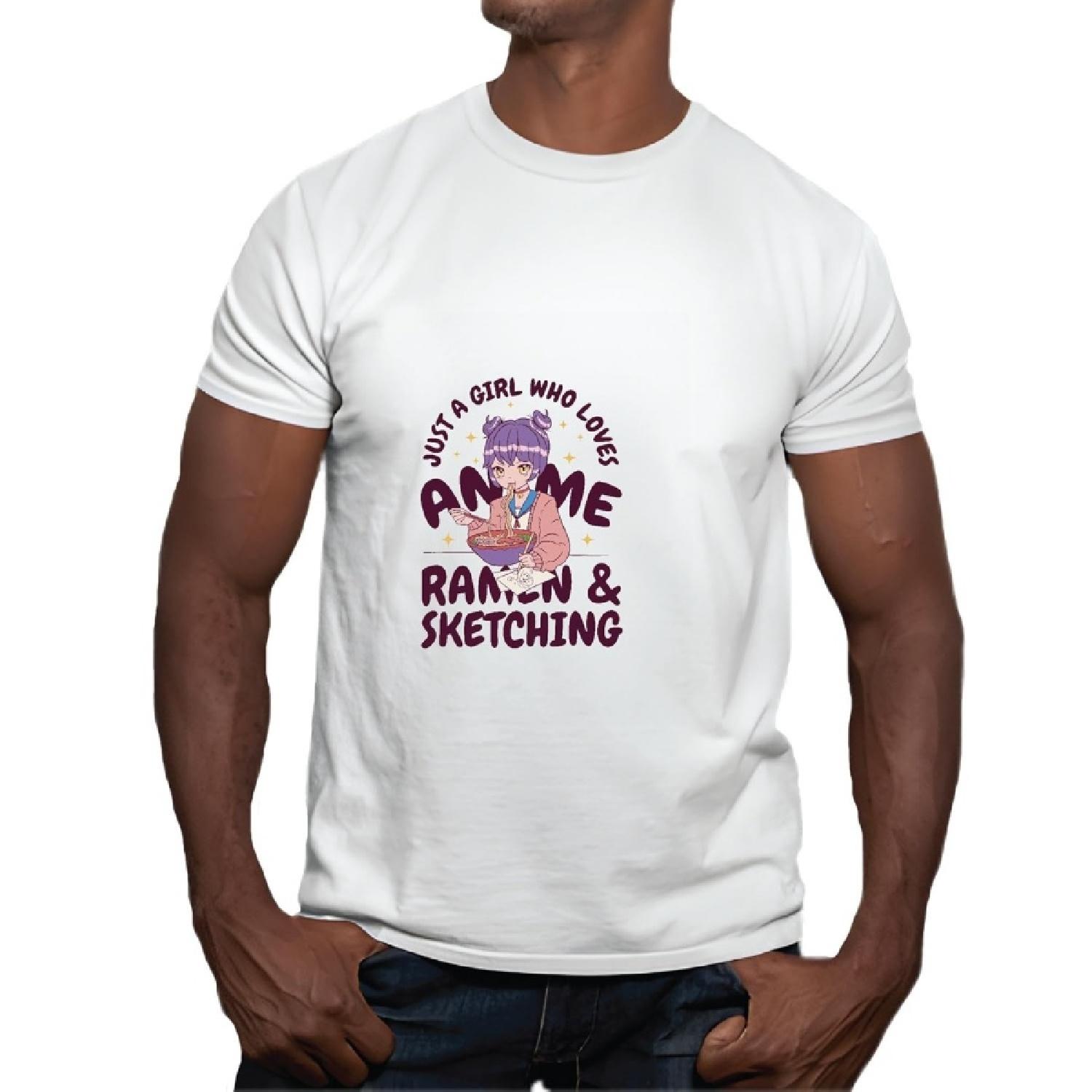 Anime Fan Gift Unique Design with Anime Girl and Ramen Quote Perfect for Creative Girls and Art Lovers Men Women Gray Multicolor T shirt S
