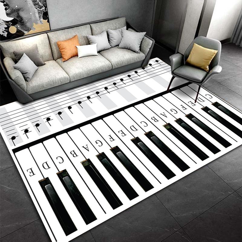Piano Keys Music Theme Area Rug Suitable for use as an anti-slip game mat for living room and bedroom sofas