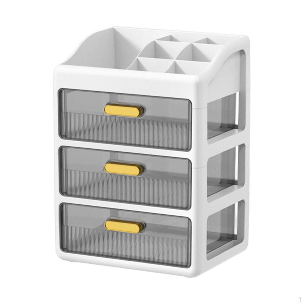Desk Organizer Cosmetic Storage Box Modern with Compartments and Drawers Skincare for