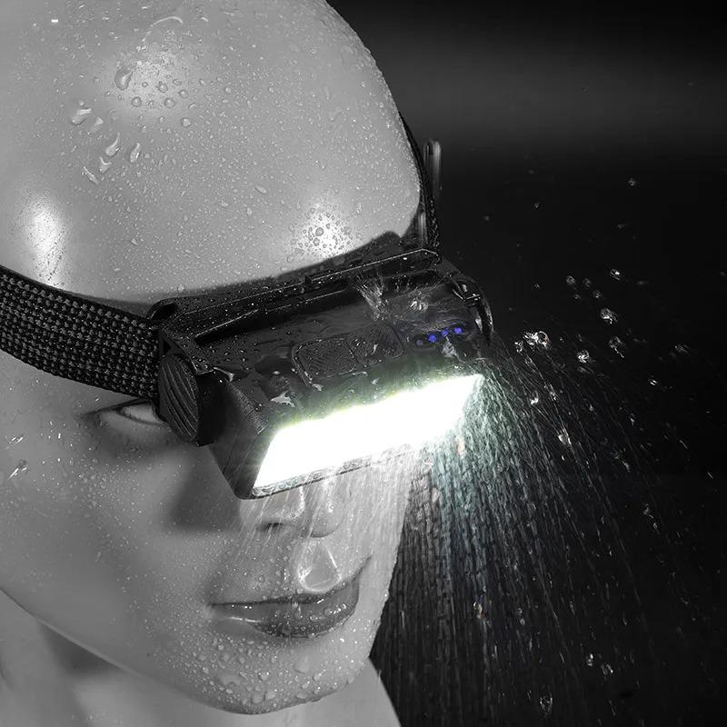 USB Rechargeable Headlamp Portable LED Headlight Built in Battery Torch Portable Working Light Fishing Camping Head Light