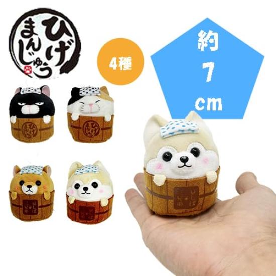 Higemanju x Mameshiba Three Brothers Plush Mascot, Cute Item, Approx. 7cm (Sasuke (White))