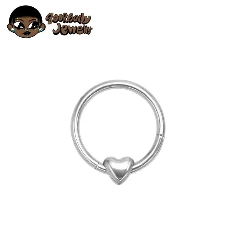 

ASTM F136 Titanium Heart Clicker Septum Piercing 16G Daith Helix Earring Anodized Body Jewelry Nose Rings 16G 1.2x12mm