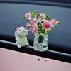 1 Set New Car Healing Doll Ornaments Cute Mini Vase And Rabbit Car Center Console Window Decoration
