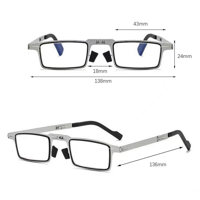 Faltbare Lesebrille Tragbar Für Herren Metall Rund Quadratisch Blaulichtfilter Brille Herren Alterssichtigkeit Mit Dioptrien bis +4