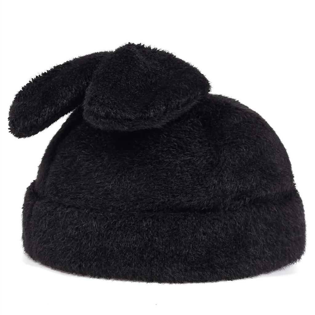 Damen Kaninchenhaar Kaninchenohren Strickmütze Paar Niedlich Winter Wärme Mütze Outdoor Freizeit Kalte Hüte Winddichte Mützen Beanie Mütze