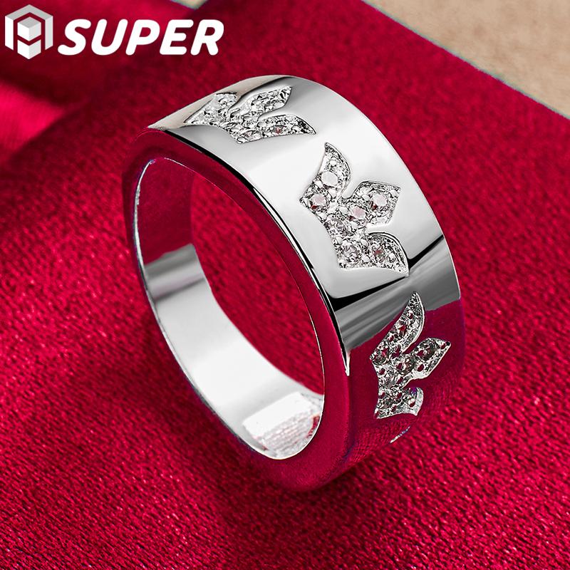 925 Sterling Silver AAA Zircon Crown Ring Fashionable Wedding Jewelry