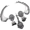 Shining Diva Fashion Latest Oxidised German Silver Antique Design Stylish Traditional Maang Tikka Jhumka Earrings Jewellery Set for Women