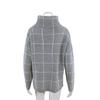 IHUASU Women's Autumn and Winter High Neck Pullover Loose Commuter Knit Sweater Plaid Fashion Jumper