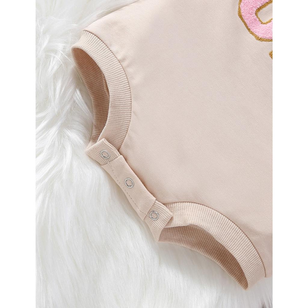 Jarní a podzimní vyšívaný dívčí dopis s dlouhým rukávem Kojenecký krátký prolézací oblek Jednodílný batolecí narozeninový outfit pro batole