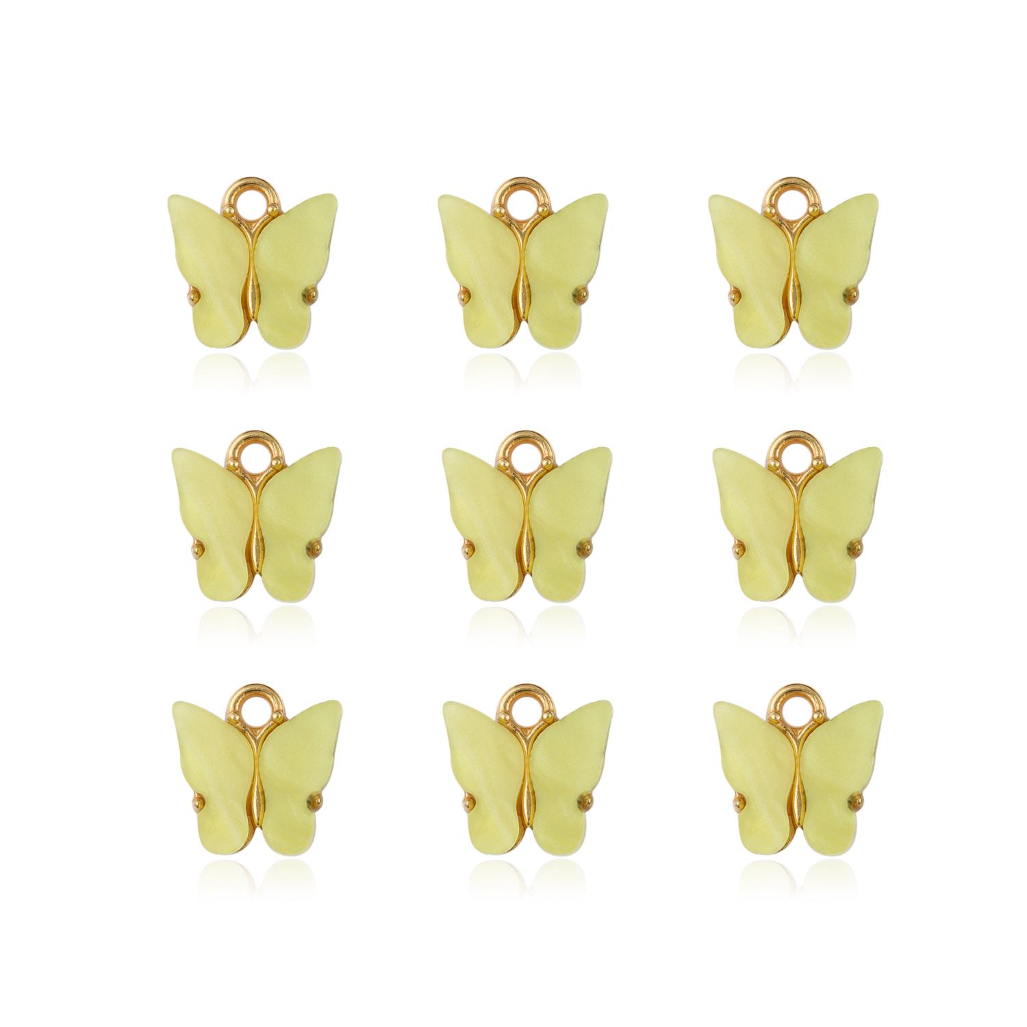 

10pcs/Lot 13x13mm Colorful Acrylic Butterfly Charms Pendant For Jewelry Making Cute Pendants DIY Earrings Bracelet Accessories жёлтый