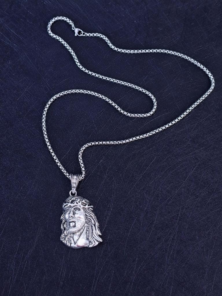 6 Größen Hip Hop Punk Stil Gott Jesus Kopf Deluxe Vergoldet Anhänger Halskette Figaro Kette Herren Damen Schmuck