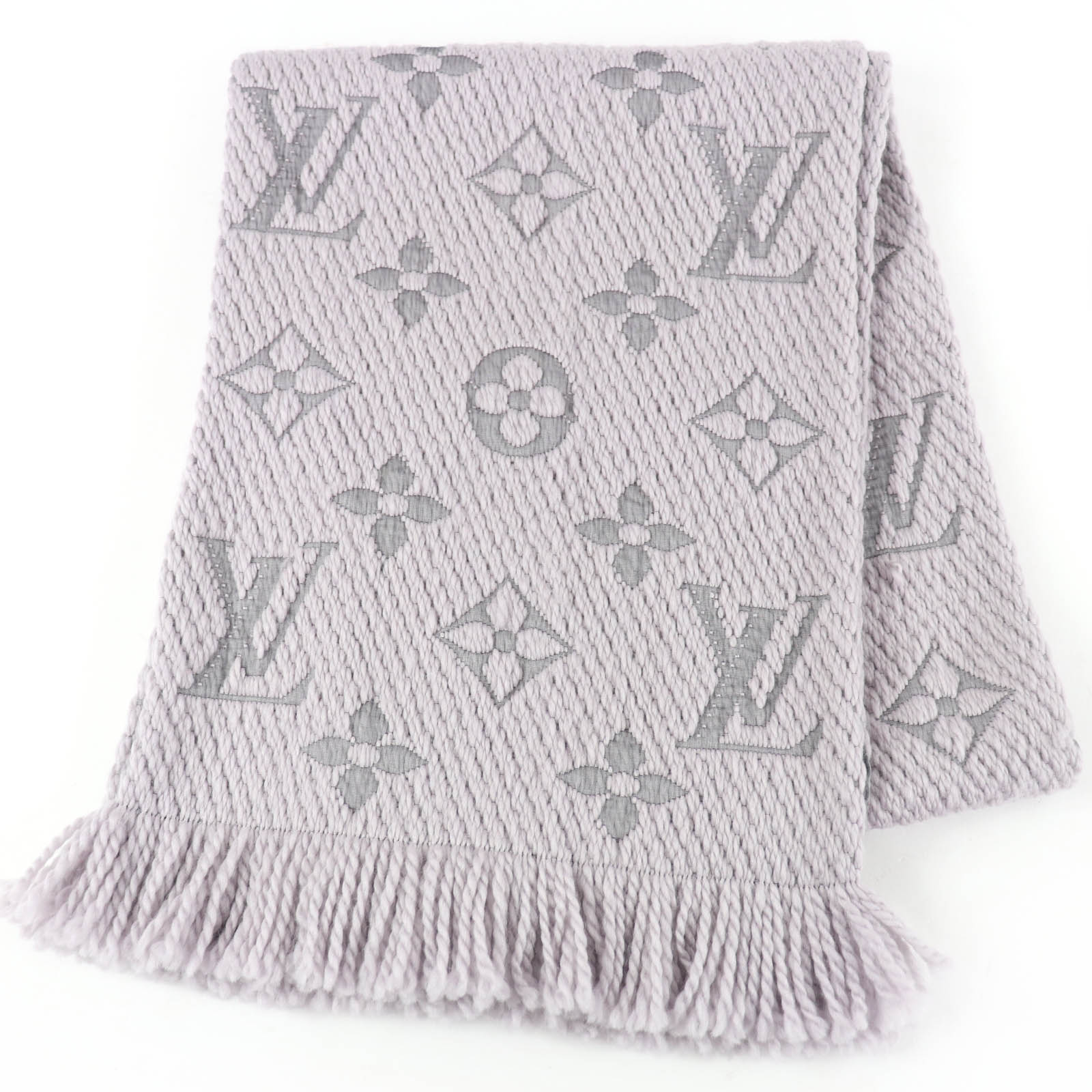 

Great LOUIS VUITTON Scarf Esharp Logomania With fringe wool Women M74742 Used