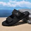 Summer 2026 Men's Large Leather Outdoor Beach Slippers, Size 48