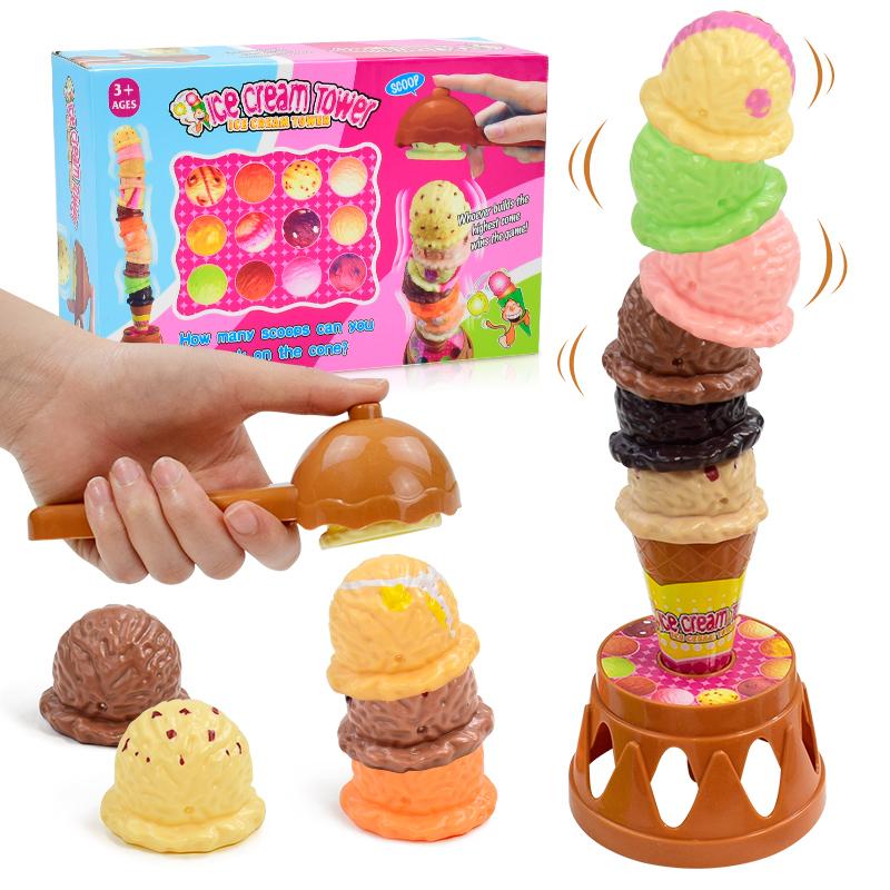 Children's Ice Cream Stacking Games Simulated Food Stack Up Play Kids Kitchen Pretend Play Toy Educational Toys For Gift Box
