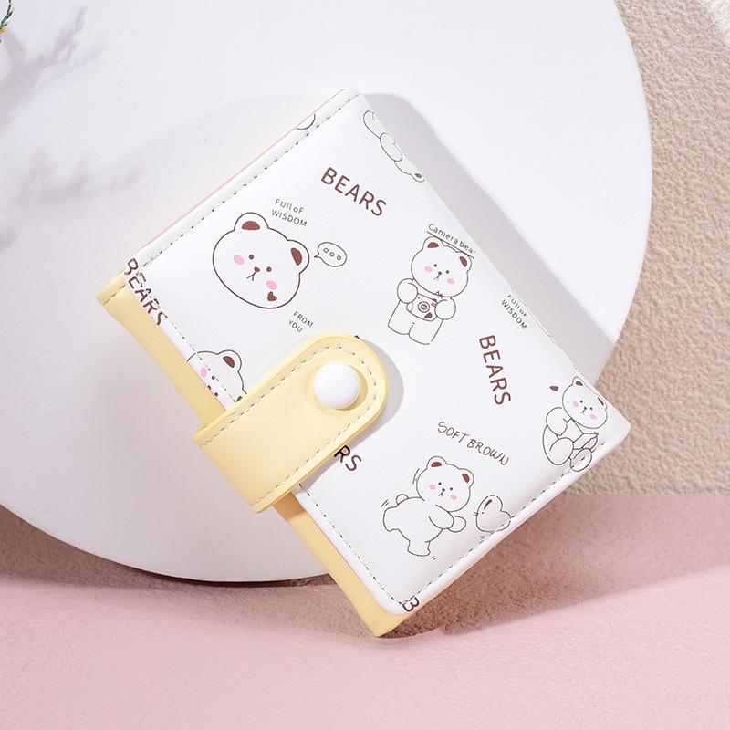 Korean Style Cute Cartoon Ladies' Short Wallet with Multiple Card Slots and Coin Purse