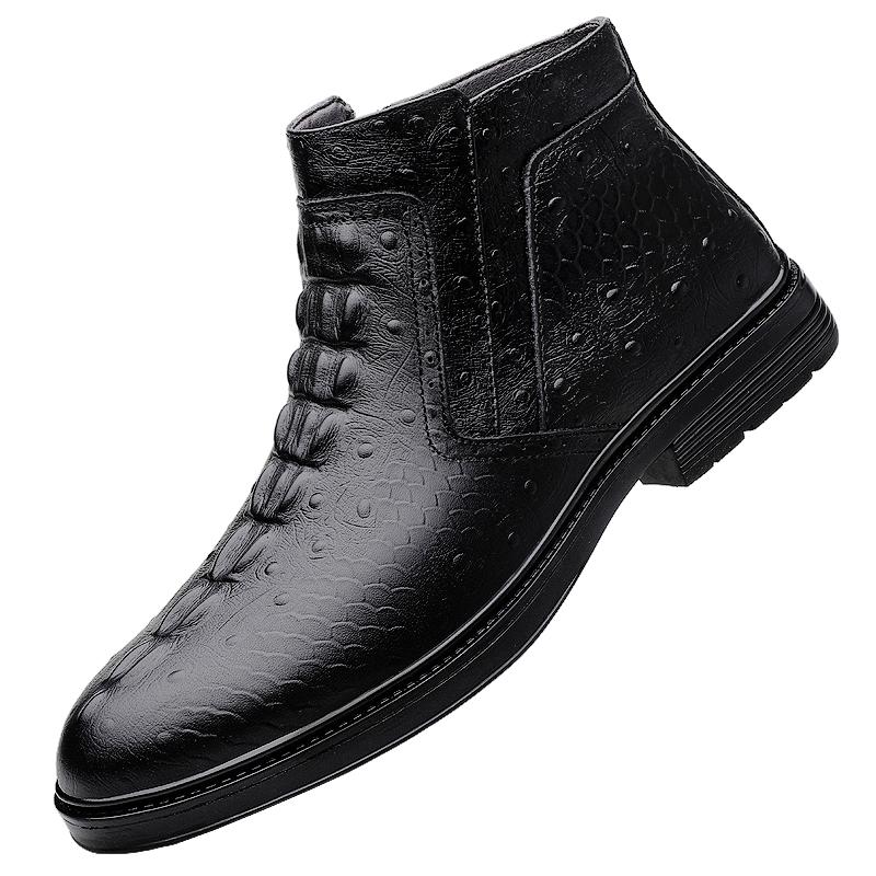 

Модные брендовые ботинки из натуральной кожи класса люкс, модные высокие повседневные деловые ботинки челси, высококачественные удобные противоскользящие мужские ботинки 46 чёрный