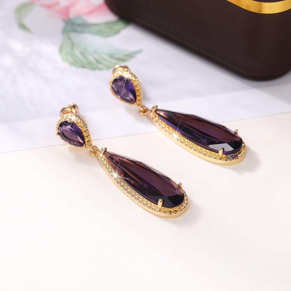 BlingBay Women's Dangle Earrings Teardrop Shape Zircon Charming Elegant Style Long Dangle Earrings Girls Party Gorgeous Exquisite Jewelry Gift