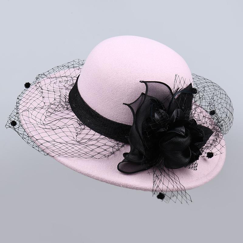 Осень и Зима Новый Стиль Французский Стиль Хепберн Шляпа с Широкими Полями Шерстяная Британский Ретро M（56-58cm）