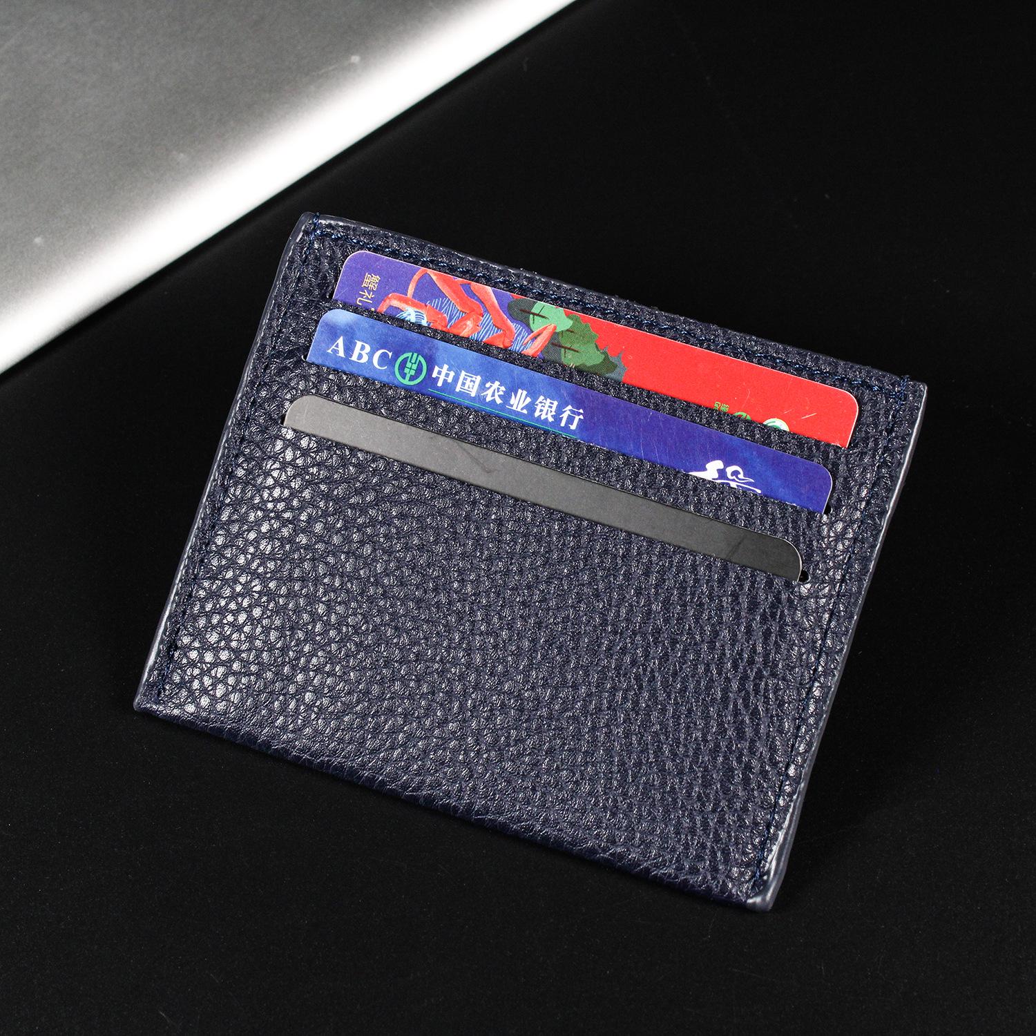 

Минималистичный держатель с несколькими слотами для карт с текстурой личи для автобусных, банковских и других карт - Большая вместимость королевский синий