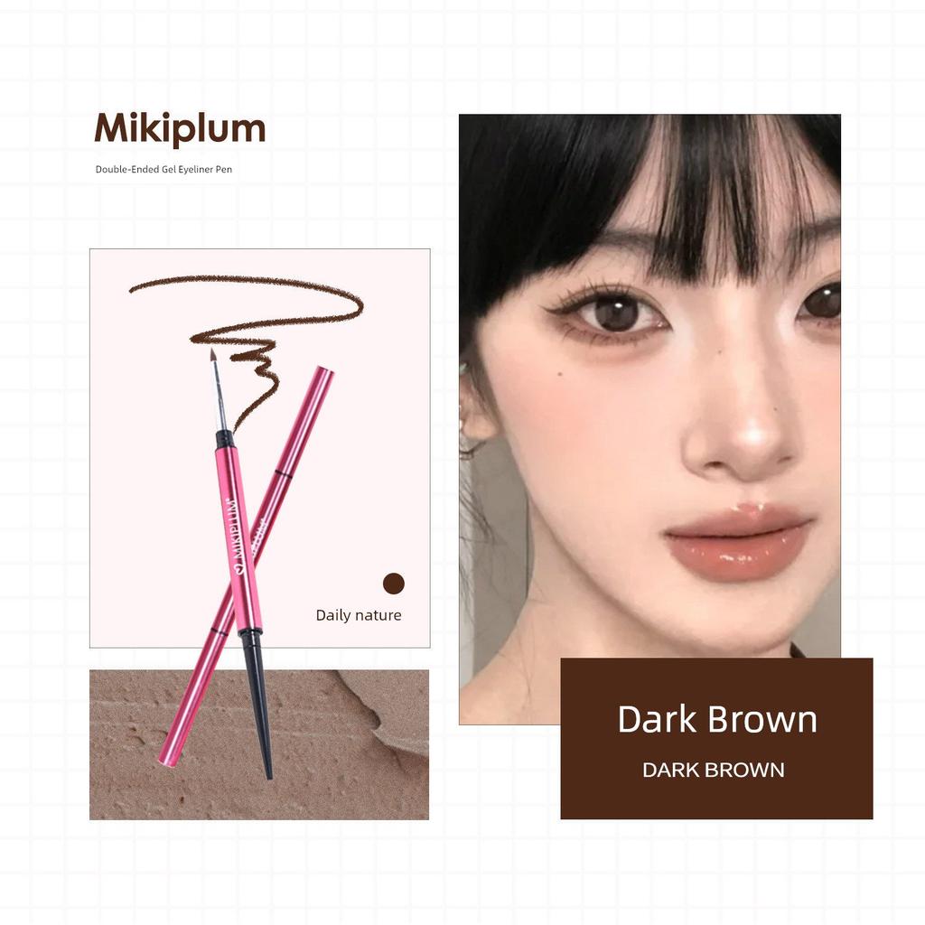 Same Style as the Little Monkey! Mikiplum Dual-Ended Eyeliner Gel Pen, Easy to Apply, Berry Color, Pink, for Lower Lash Line