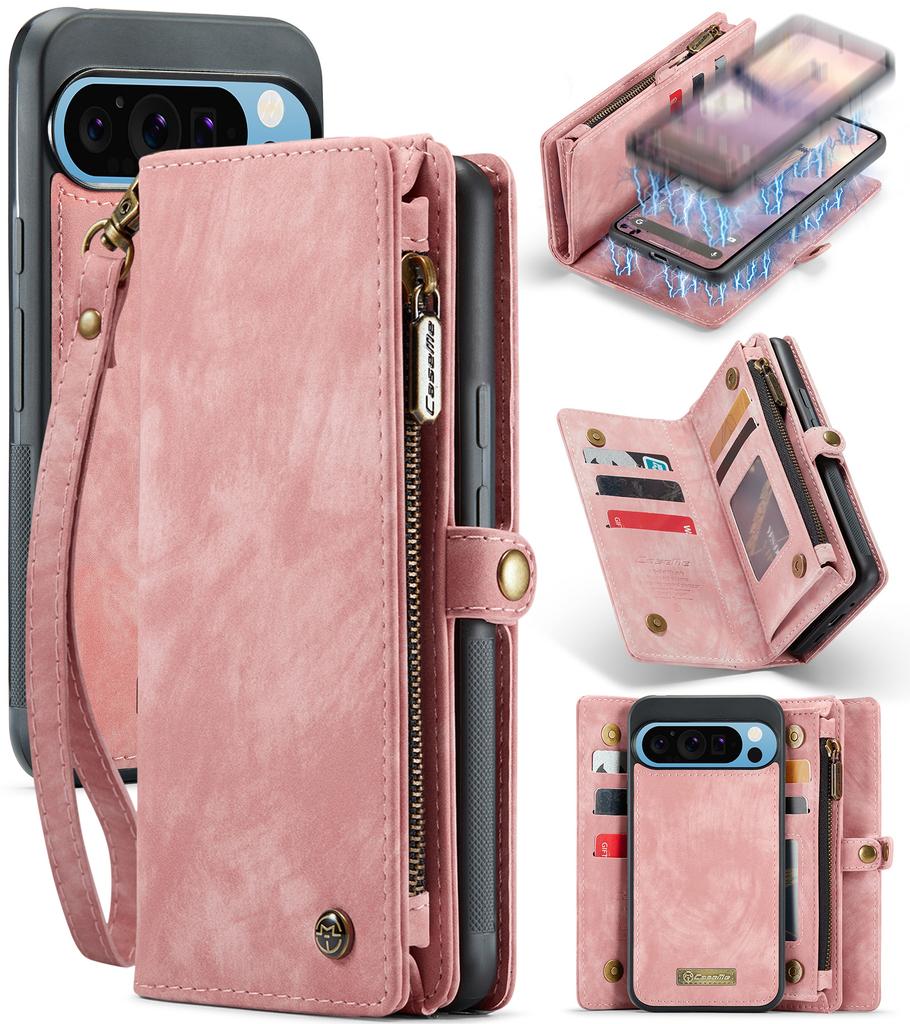 For Google Pixel 9 Pro XL Phone Cases CASEME 008 Leather Cover with Detachable Wallet and Strap