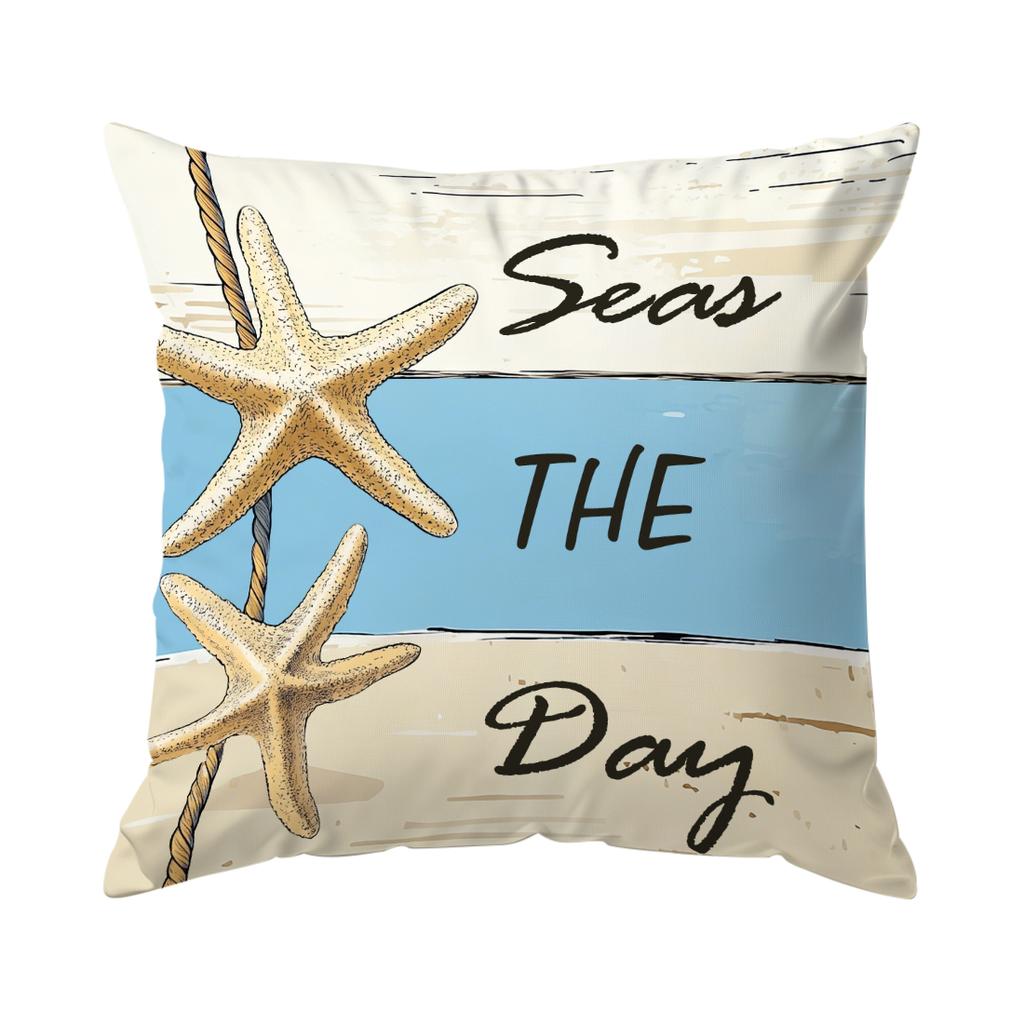 Federa per Cuscino Estate Stella Marina Conchiglie Poliestere Stampato 40/45/50cm Copricuscino Decorativo per Divano Federa per Cuscino Arredo Casa