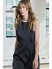 2024 Autumn/Winter Women's High-Waist Color-Block Silk Satin Sleeveless Mini Dress