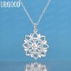 925 Sterling Silver Fashion Flower Pendant Necklace Wedding Jewelry