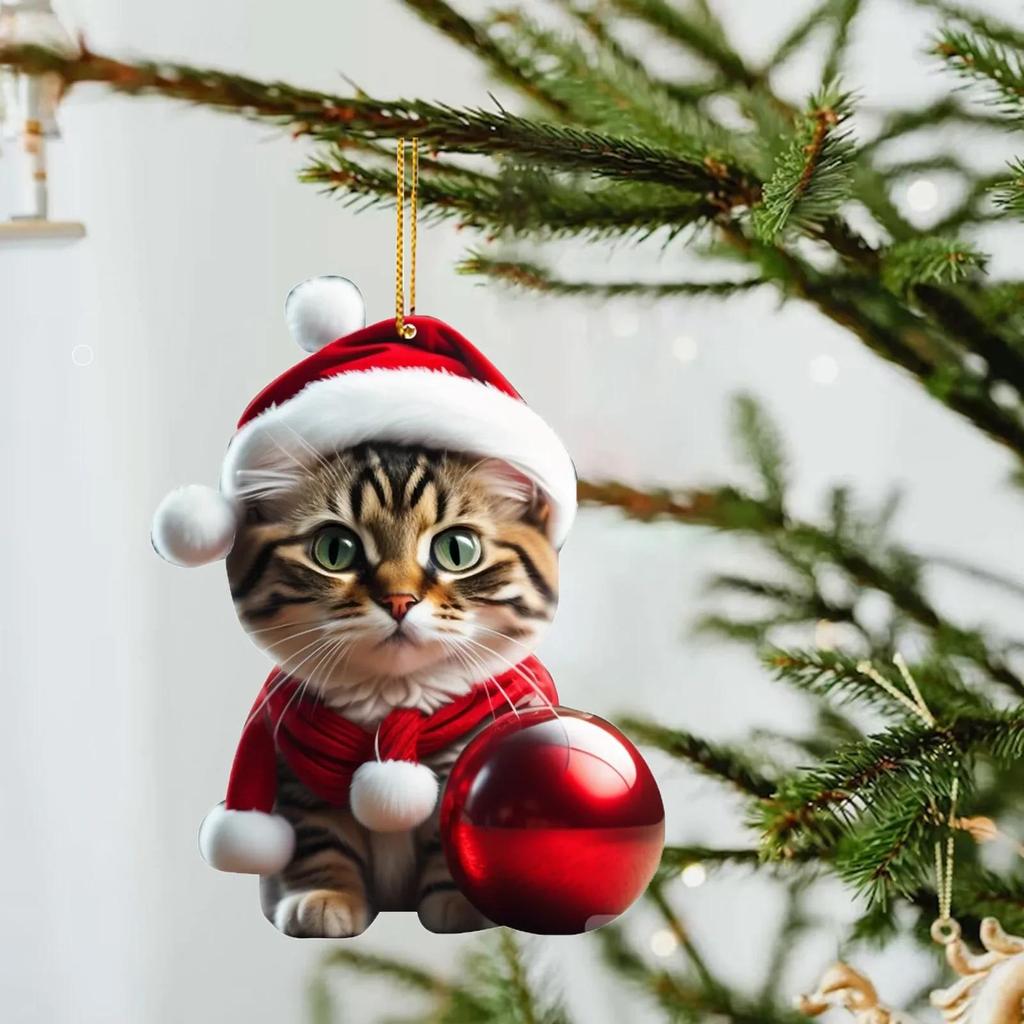 Cartoon süße Katze 2023 Weihnachtsschmuck hängende Dekoration Geschenk Weihnachten hängender Baum personalisierter Anhänger Partyzubehör