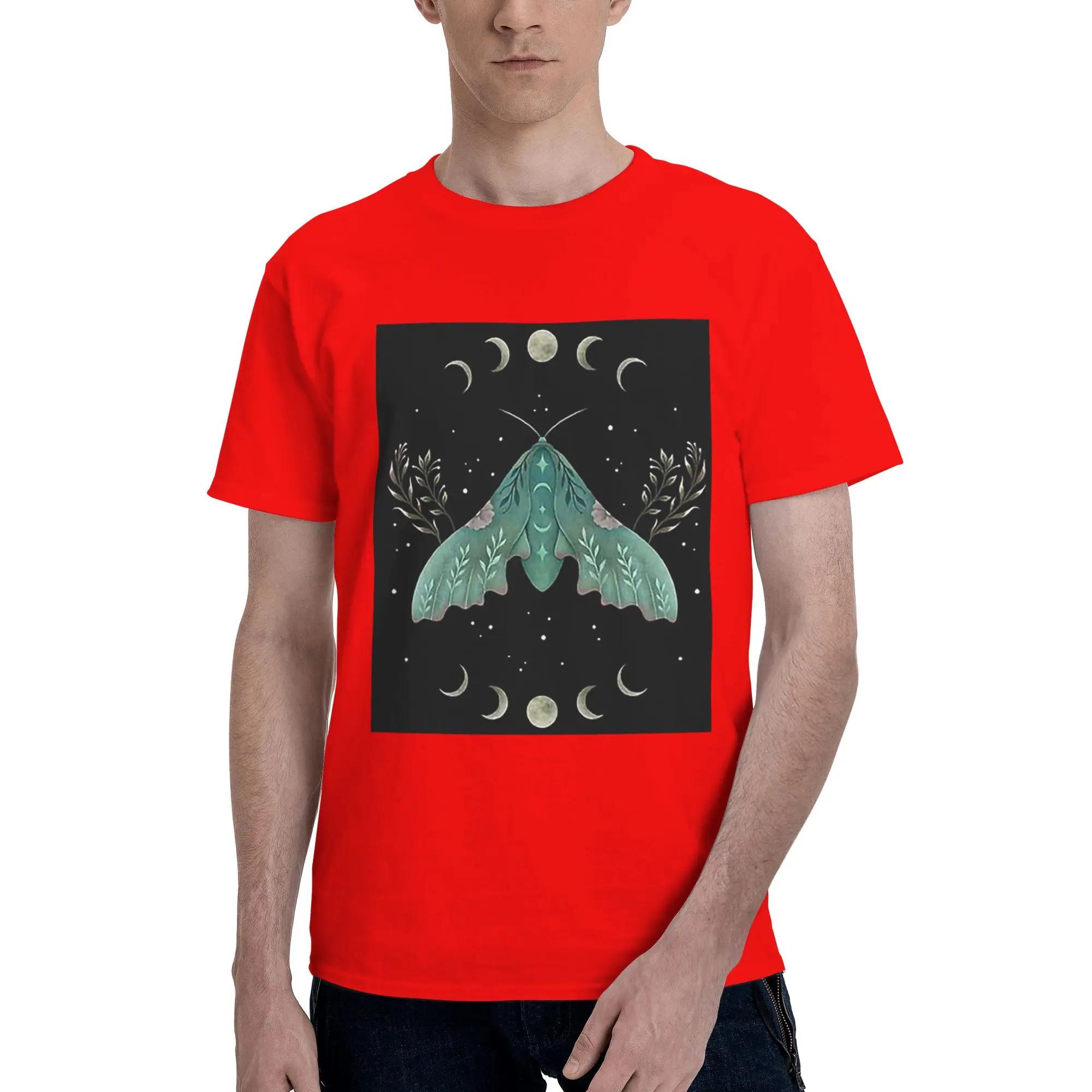 Luna and Moth Men TShirt Oversized T Shirts Mens ONeck Cotton Tees Short Summer Male S