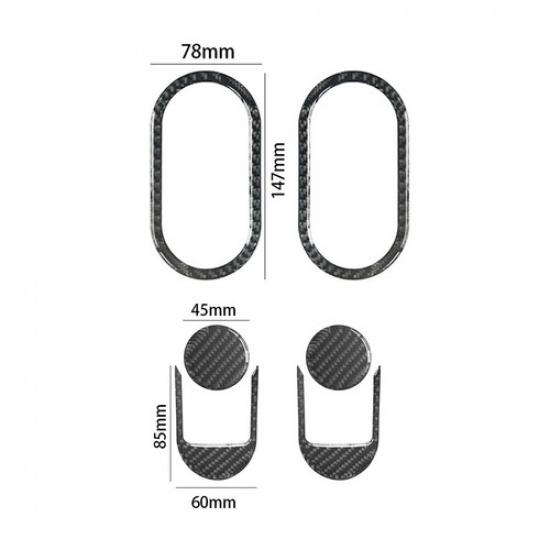 6Pcs For Jeep Wrangler 2007-10 Carbon Fiber Interior Rear Door Handle Cover Trim