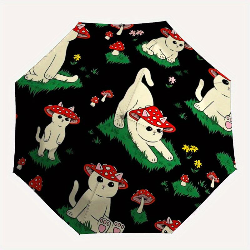 

1pc Mushroom Cats Automatic Open/Close Umbrella, Portable Folding Umbrella for Travel, Themed Events, It is suitable as a gift for various festivals,