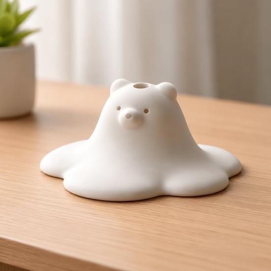 Modern White Vase 3D Printed Cute Polar Bear Figurine, Adorable Desk Small Flower for Table Ornament Living Room Bedroom, Mini Arrangement Home