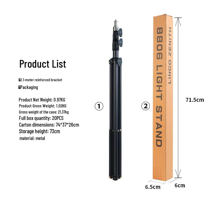 2.1m Frosted Live Broadcast Tripod with Selfie and Photography Light Stand for Mobile Phones.