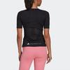 Adidas Solid Color Crew Neck Slim Fit Short Sleeve T-Shirt Women Tops Black HD9103