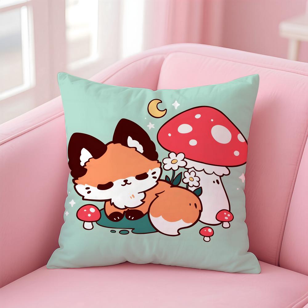 cute animal FFlat Foxes Cushion Cover Pillowcase Short Plush Invisible zipper Room Sofa Cushion Cover