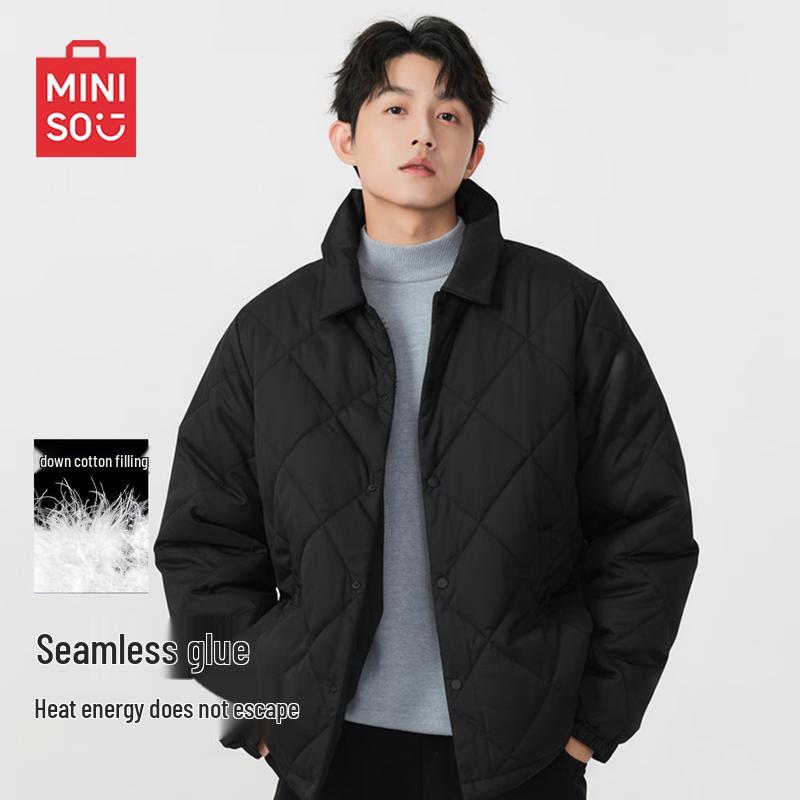 

MINISO Men s Quilted Lapel Warm Winter Jacket 2XL