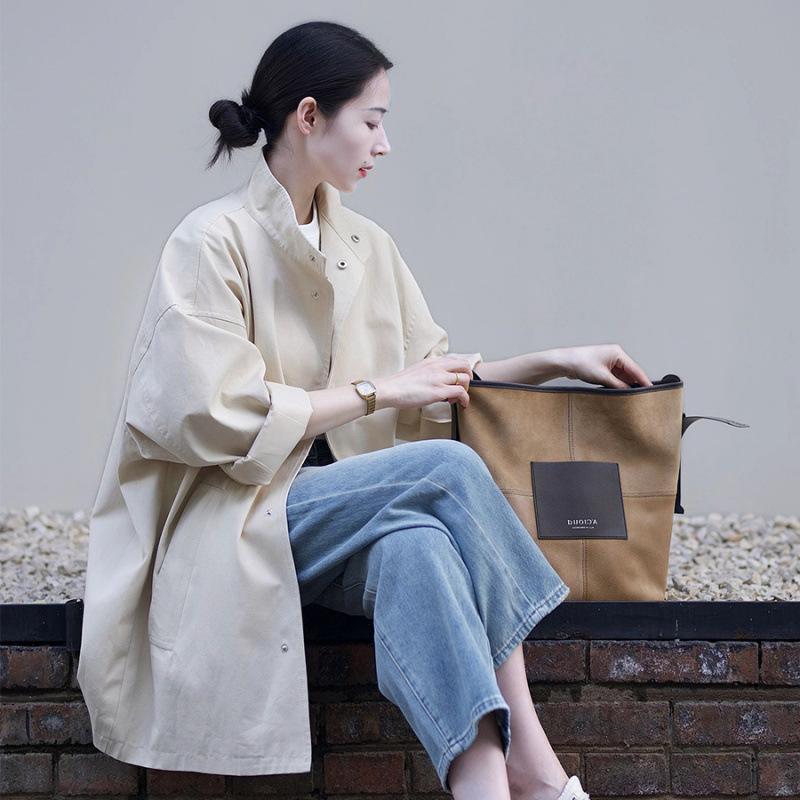 

2025 Spring/Autumn Women s Small Casual Loose Japanese Workwear Trench Coat L (67-75 kg) абрикосовий