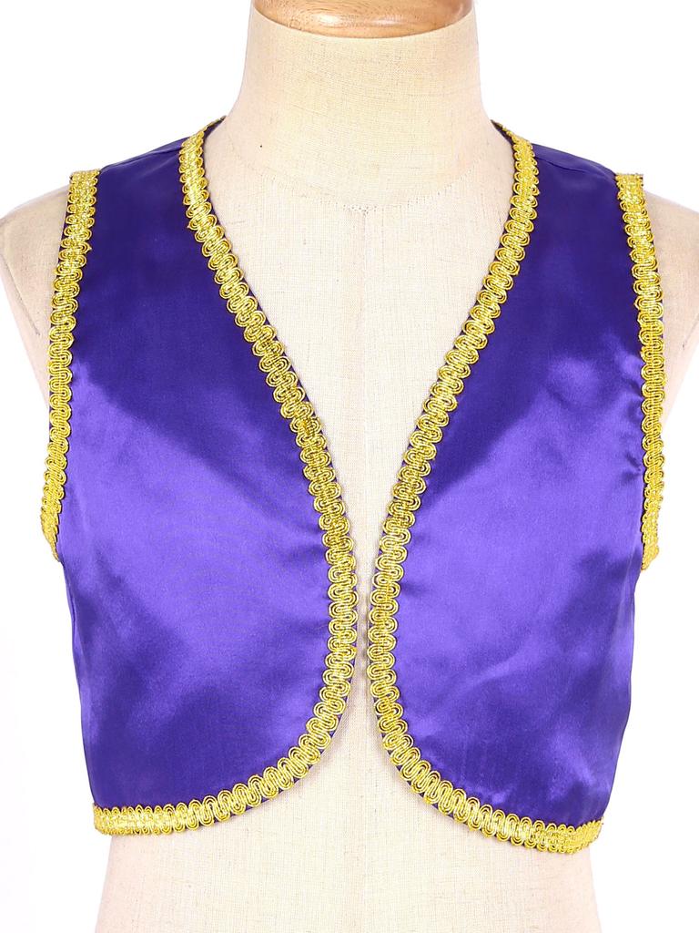 Jongens Arabische Prins Kostuum Open Voorzijde Gouden Mouwloos Vest Halloween Cosplay Fancy Dress Up