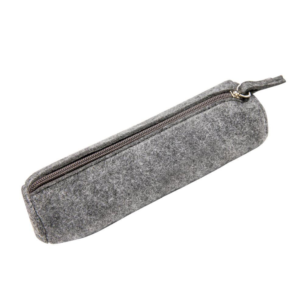 Round Felt Pencil Case Pen Bag Large Capacity Simple Design Makeup Pouch Storage Organizer Pen Bag Makeup Pouch