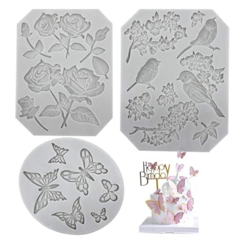 Letter Butterfly Rose Flower Stems Birds Blossoms Silicone Mold for Chocolate Fondant Soap Crafting DIY Decoration Cake Design