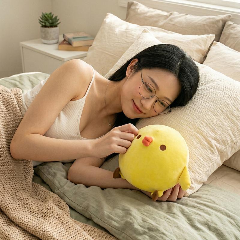 Amuseable Super Soft Cartoon Doll Kawaii Little Yellow Chicken Plush Cushion White Toy Ornament Holiday Birthday Gift For Kids