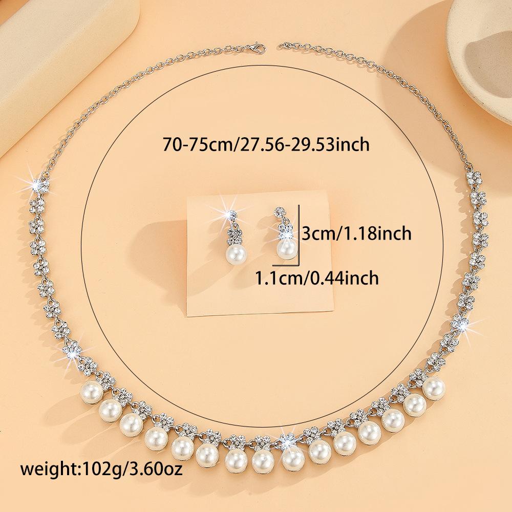 European and American Retro Necklace Set Women's Jewelry Rhinestone Imitation Pearl Exaggerated Jewelry Bridal Wedding Accessories