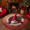 Christmas 3D Rug Santa Claus/Gnome/Dog Quilted Round Swirl Rug Non-Slip Optical Illusion