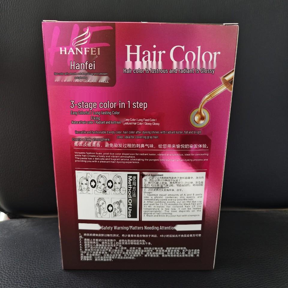 Han Fei Peptide Hydrating Ammonia-Free Dye - Vibrant Color, Long-Lasting Fragrance, Plant-Based Gray Coverage, Soft Finish, Black Tea, 120ml.