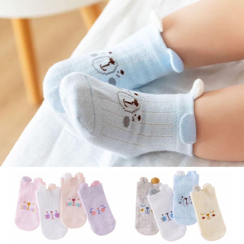 8Pairs Breathable Toddle Short Tube Socks Cat Rabbit Children Cartoon Socks Autumn