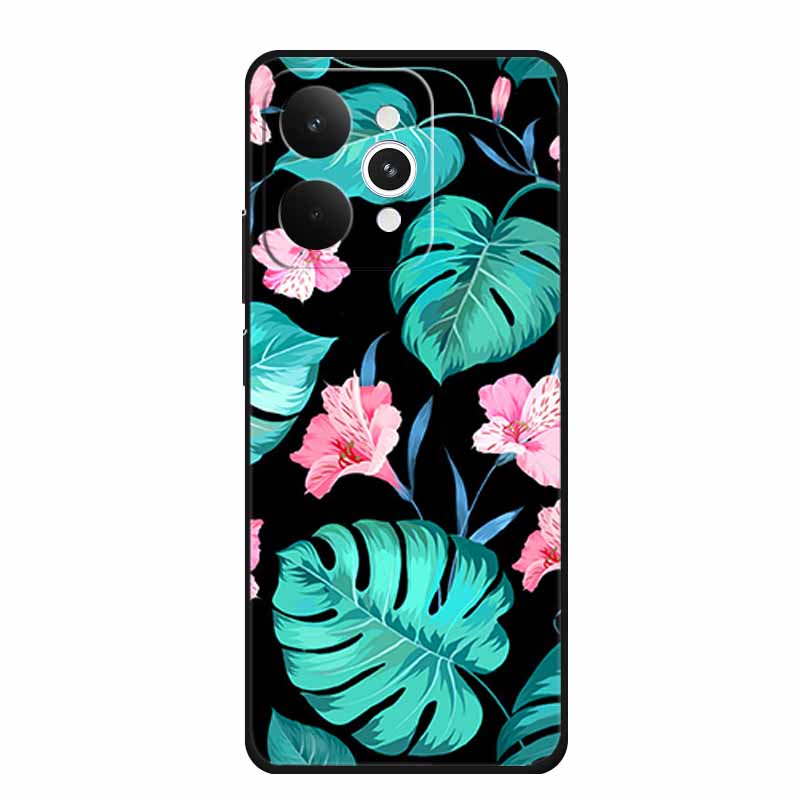 For Realme 15 15 Pro 5G Black Case 3D TPU Silicone Soft Back Cover For Realme C15 6.5" Funda Emboss Relief Flowers Bag Casing