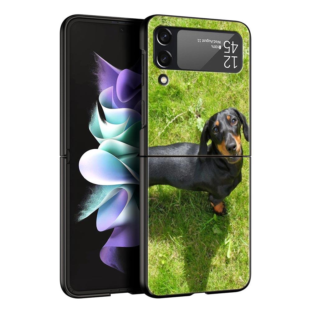 

Чехол для телефона Samsung Galaxy Z Flip 3 4 5 6 Складной Для Samsung Z Flip5 Жесткий ПК Чехол Силуэт таксы Собака милое животное Samsung Z Flip 5